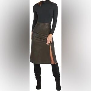 Spanx Faux Black Leather Pencil Skirt Size L Never Worn